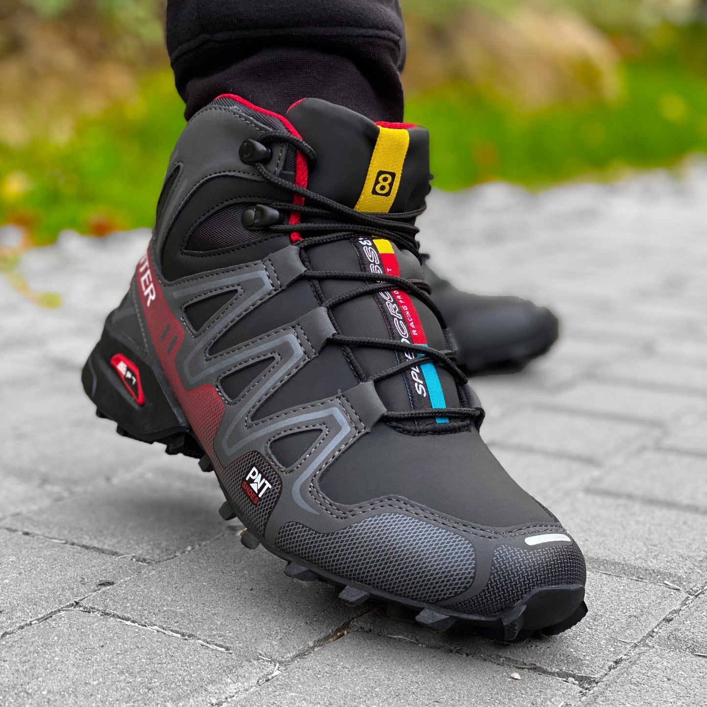 Ghete Panter PNT Negru/Rosu